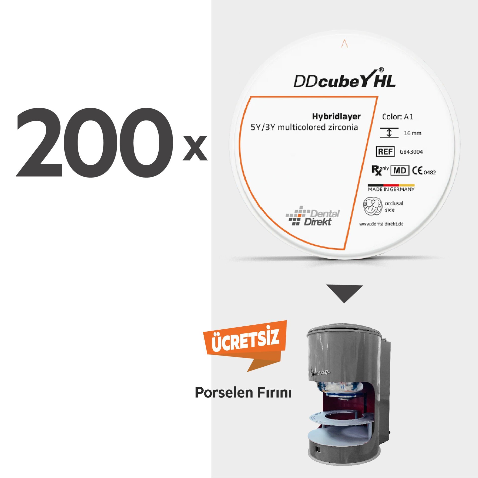 200 adet YHL ile ücretsiz Porselen Fırını
